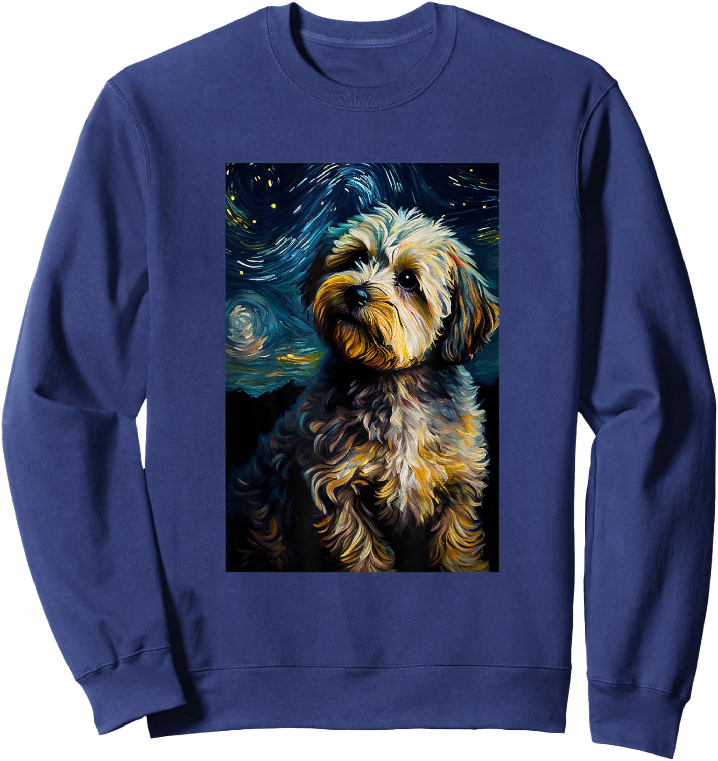 Yorkiepoo in Starry Night Painting Dog Mom Dad Men Women Kids Sweatshirt - Sweatshirt | Navy