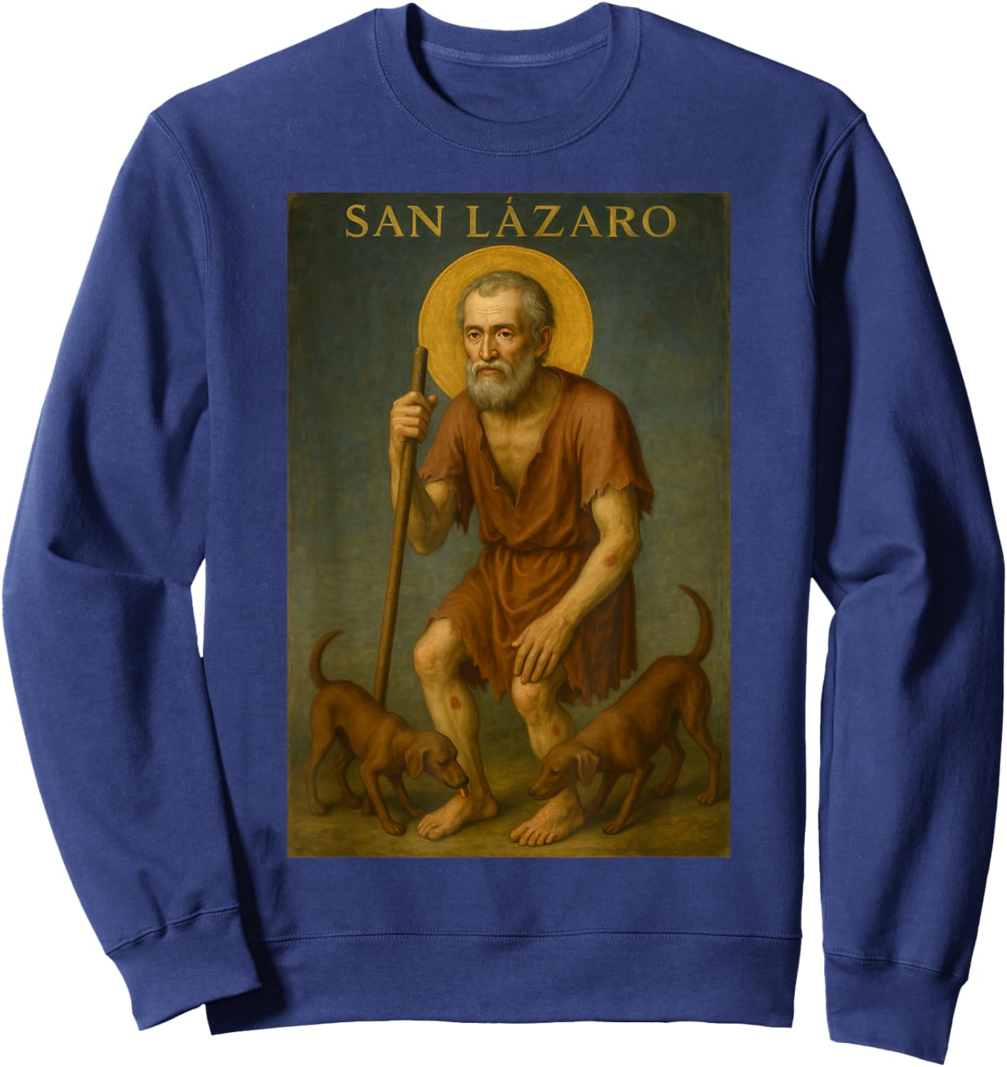 San Lazaro Santeria babalu Aye with dogs Sweatshirt - Sweatshirt | Navy