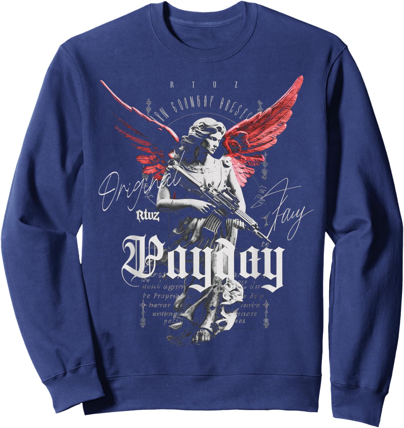 Hip Hop Y2K Vintage Hipster Edgy Urban Streetwear Angel Sweatshirt - Sweatshirt | Navy
