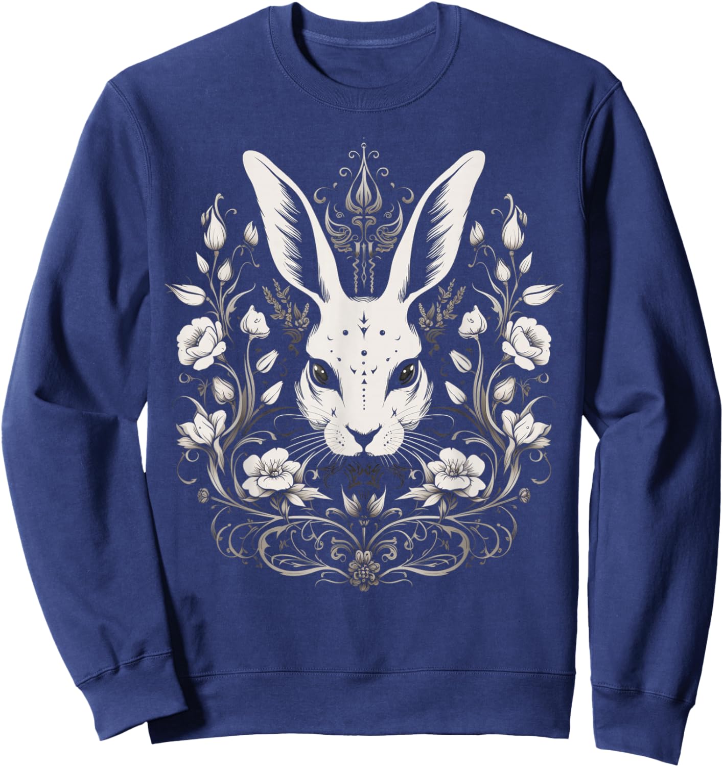 Hase Häschen Blumen Hexe Okkulte Gothic Vintage Ostern Sweatshirt - Sweatshirt | Navy