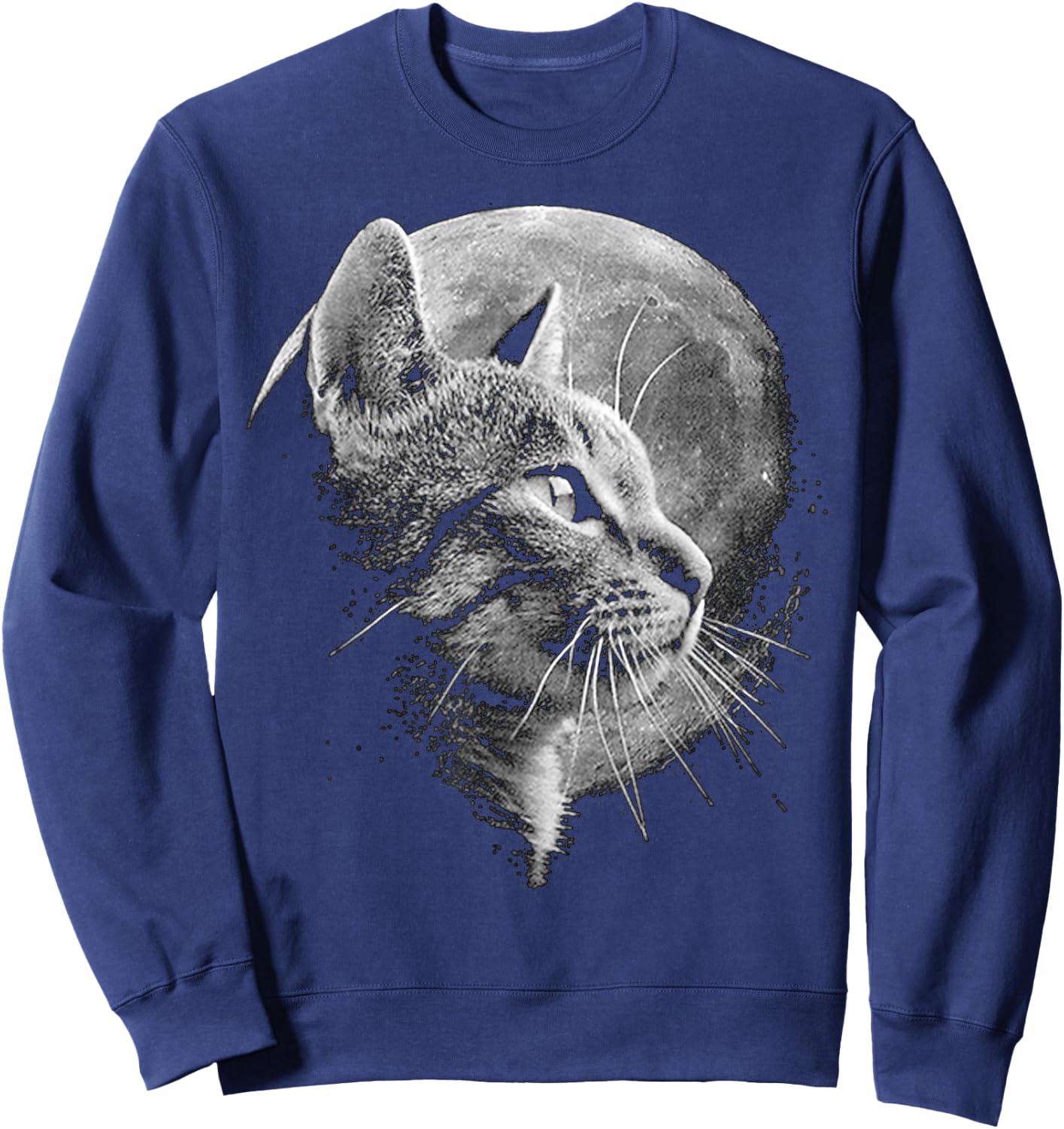 Cute Cat With Moon - Funny Cat Sweatshirt - Sweatshirt | Navy