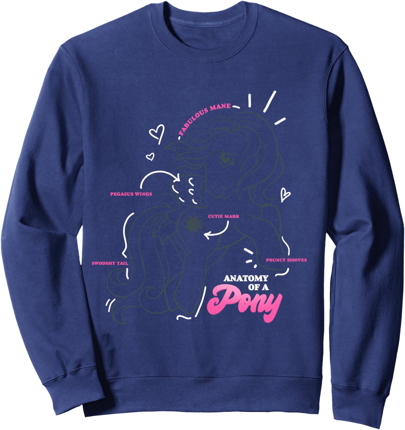 My Little Pony Starshine Anatomy Of A Pony Vintage Diagram Sweatshirt - Sweatshirt | Navy
