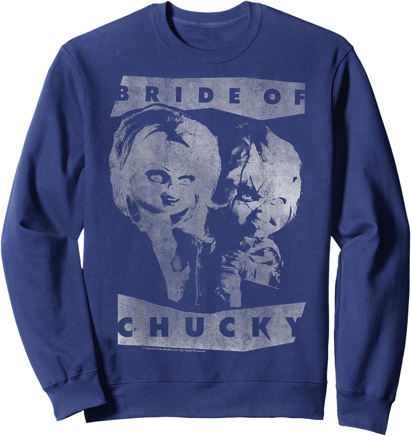 Child's Play Bride of Chucky Faded White Portrait Sweatshirt - Sweatshirt | Navy