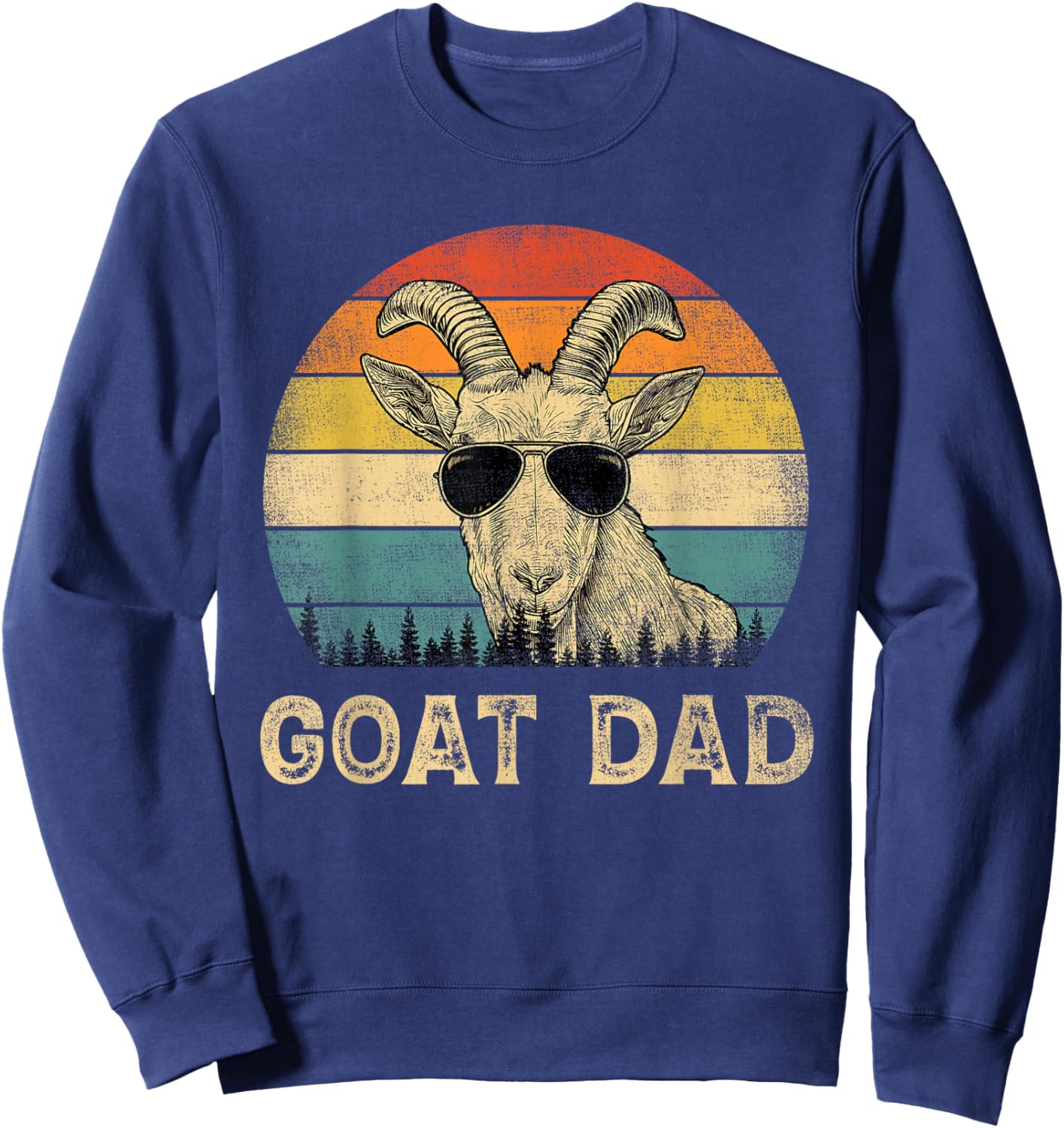 Vintage Goat Dad Goat Lovers Daddy Father's Day Sweatshirt - Sweatshirt | Navy