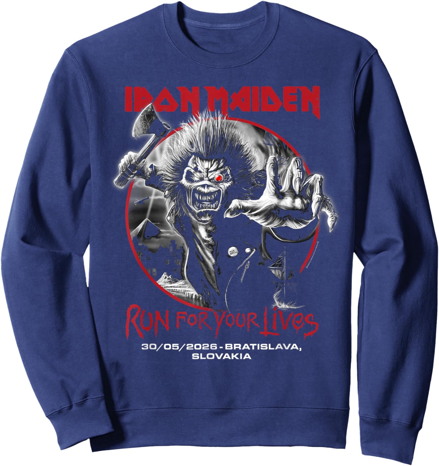 Iron Maiden Run for Your Lives Tour 2026 Bratislava Sweatshirt - Sweatshirt | Navy