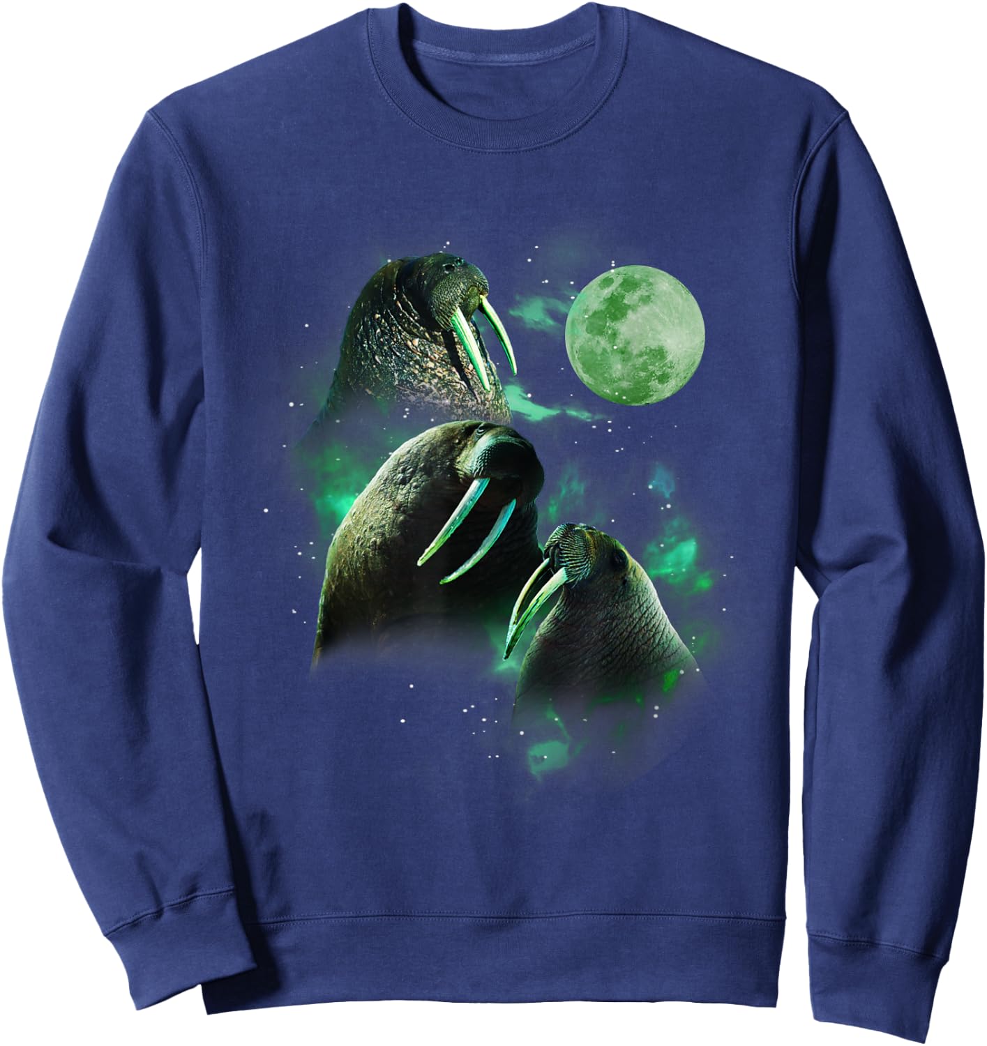 3 Walrus Moon Funny Parody Sweatshirt - Sweatshirt | Navy