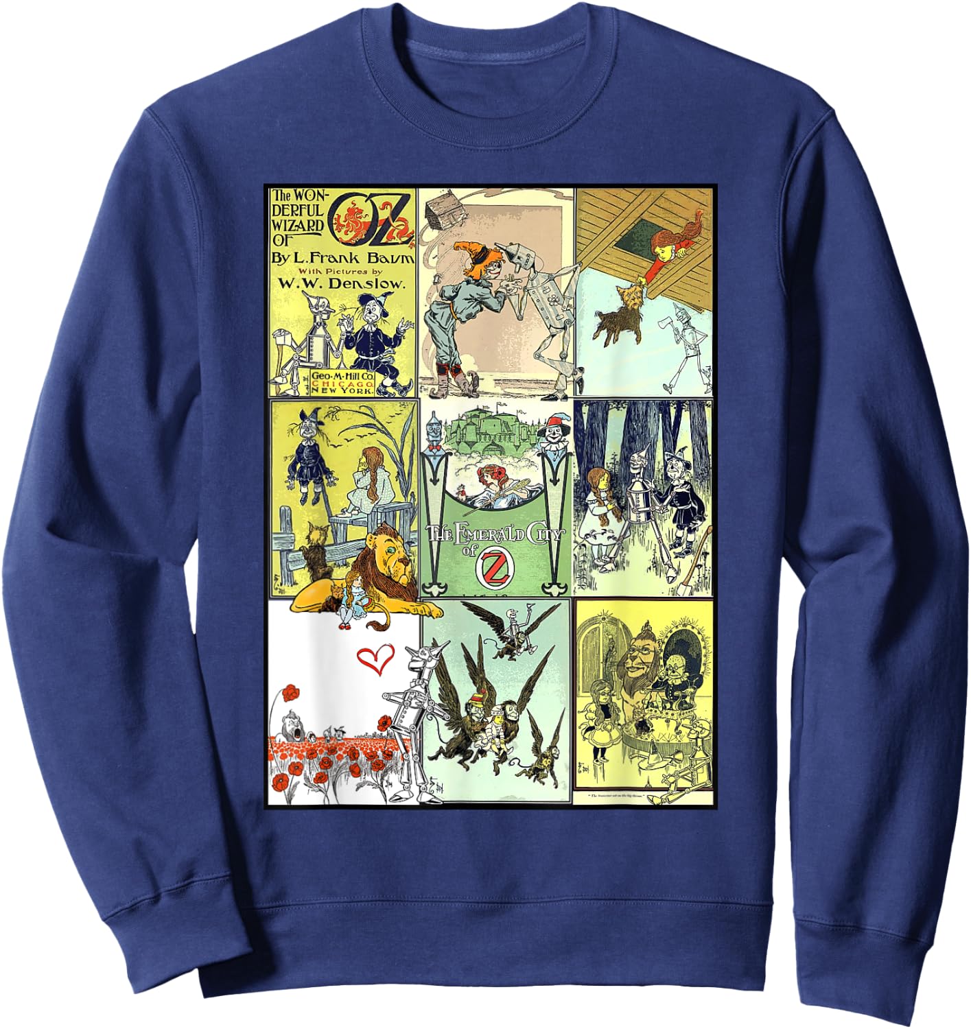 Dorothy and Toto The Wonderful Wizard of Oz Collage - Green, -Adults, Short Sleeve, , Small Sweatshirt - Sweatshirt | Navy
