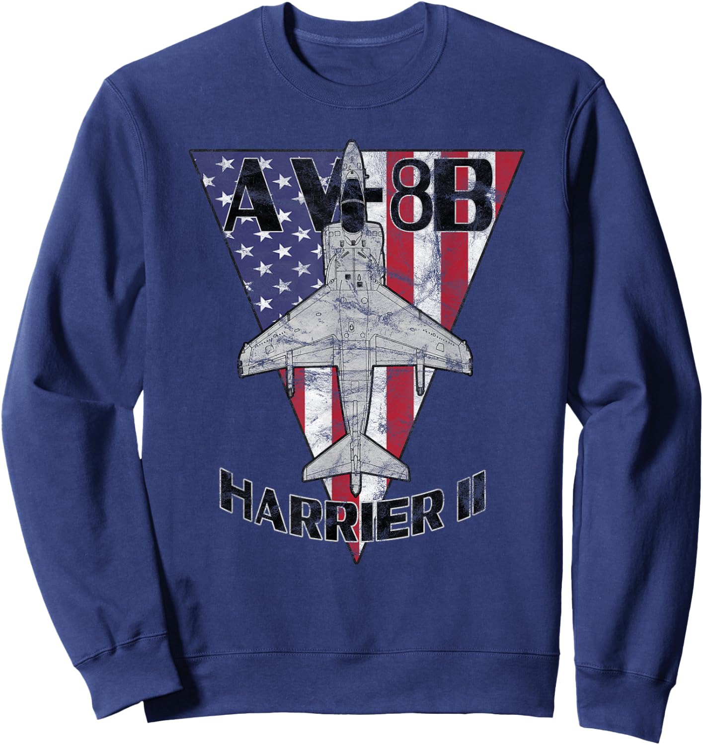 AV-8B Harrier II Jet Patriotic Airplane Vintage Design Sweatshirt - Sweatshirt | Navy