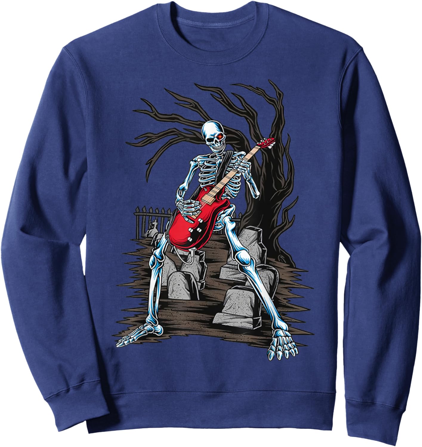 Skeleton Playing Guitar Sweatshirt - Sweatshirt | Navy