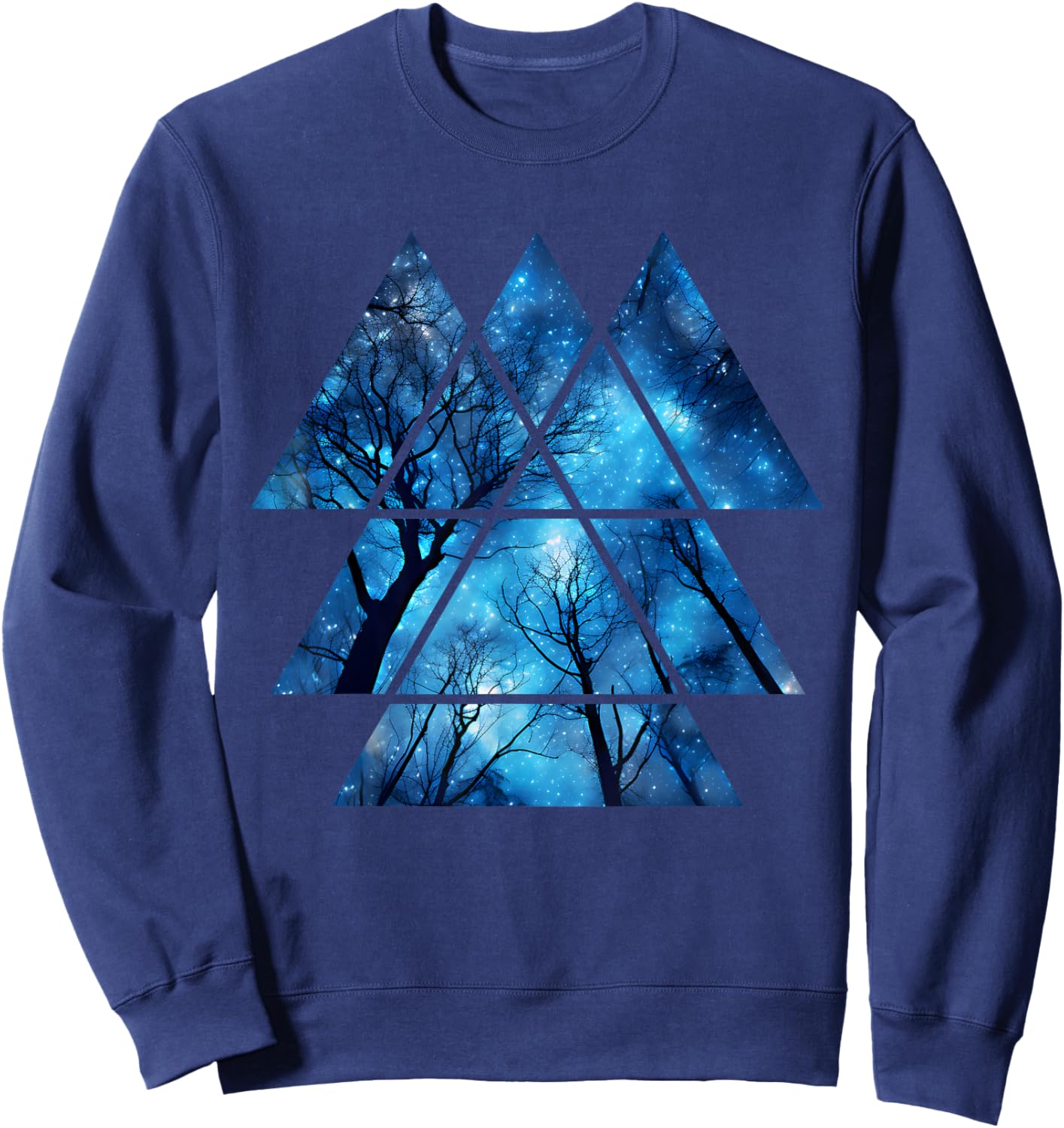 Geometric Sky at Night Trees Nature Outdoor Graphic Sweatshirt - Sweatshirt | Navy