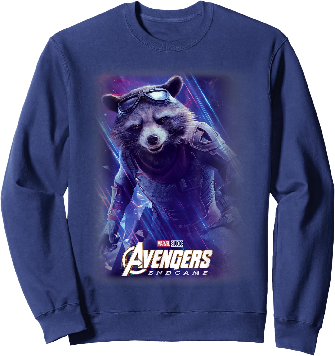 Marvel Avengers Endgame Rocket Raccoon Galactic Space Poster Sweatshirt - Sweatshirt | Navy