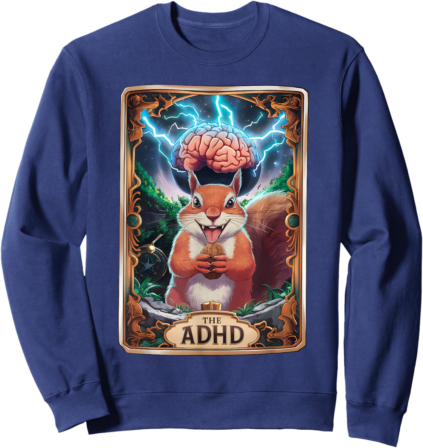 The ADHD Funny Tarot Card Squirrel Autism Awareness Sweatshirt - Sweatshirt | Navy