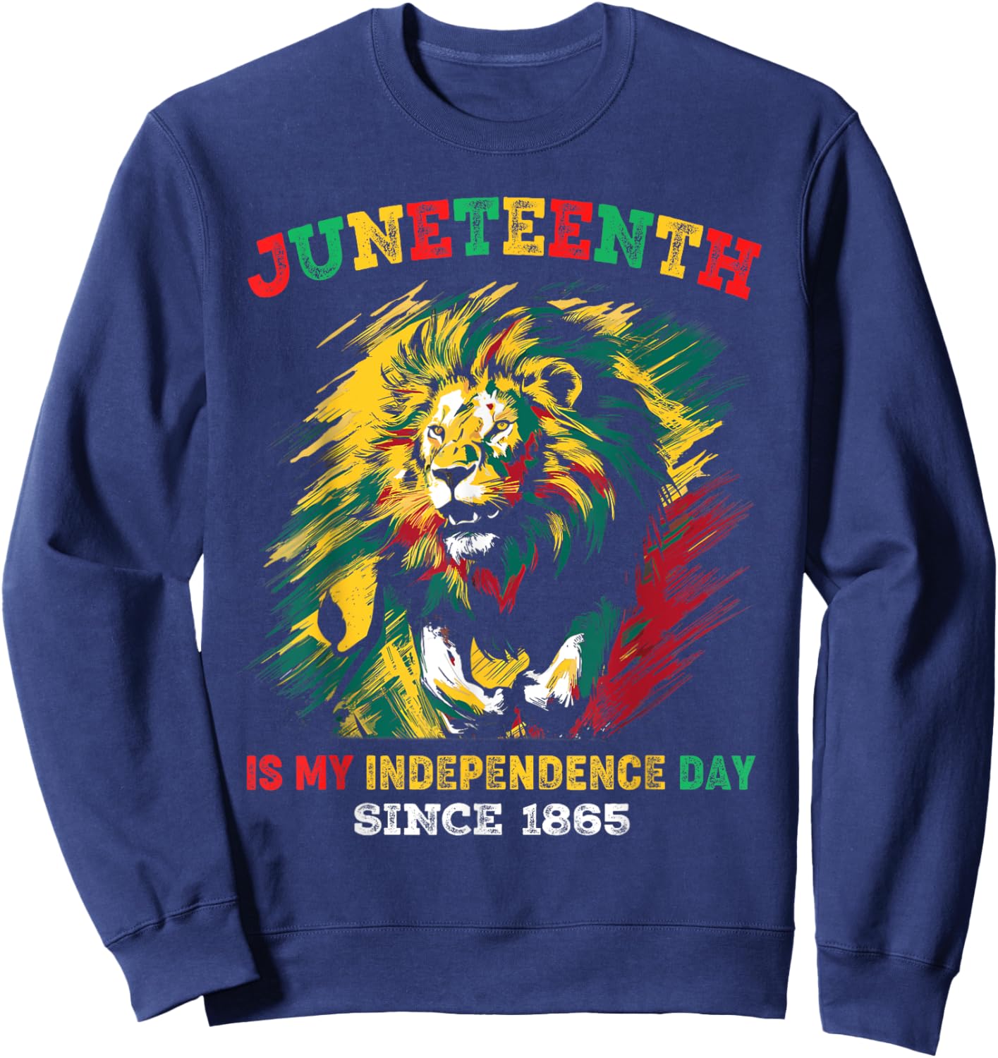 Juneteenth Is My Independence Day Lion Free-ish Since 1865 Kids Men Sweatshirt - Sweatshirt | Navy