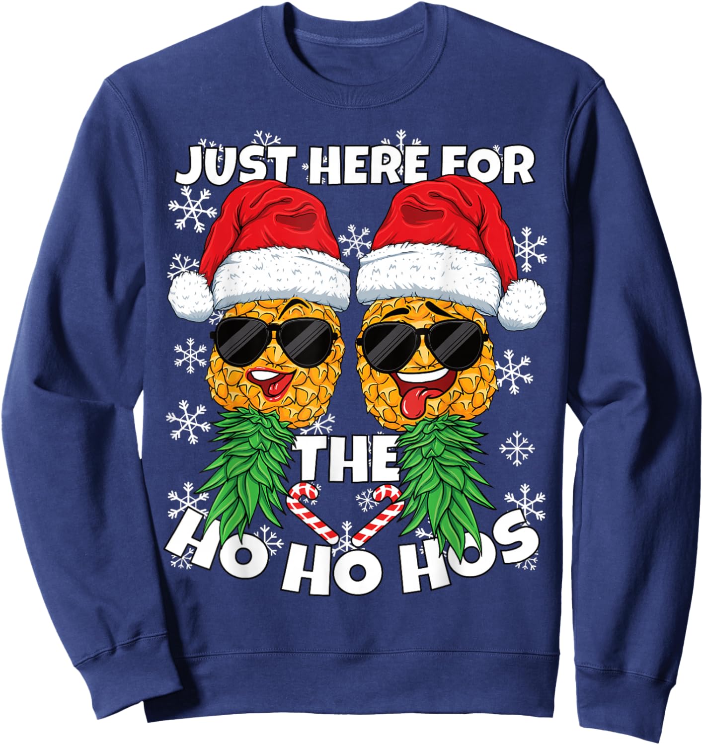 Swinger Here for the Ho Ho Hos Pineapple Christmas Sweatshirt - Sweatshirt | Navy