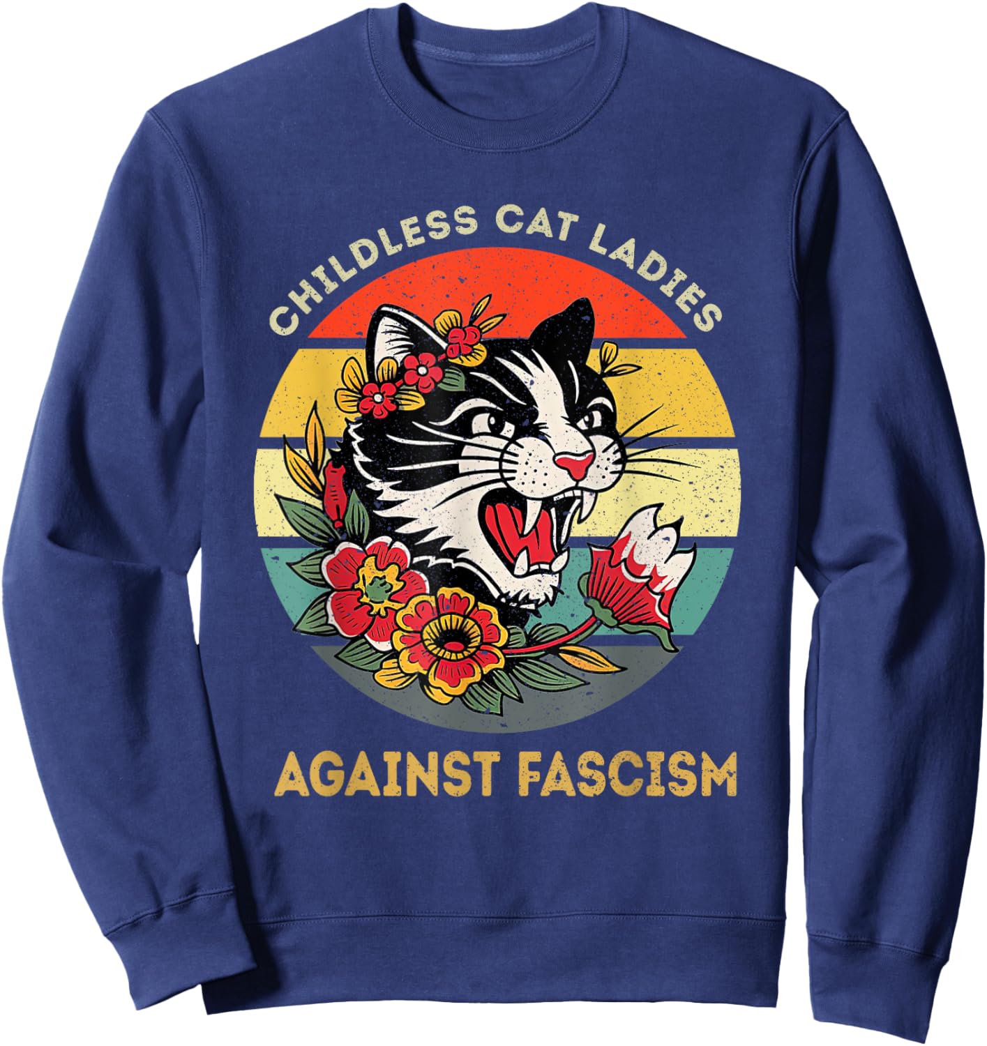 Childless Cat Ladies Against Fascism Sweatshirt - Sweatshirt | Navy