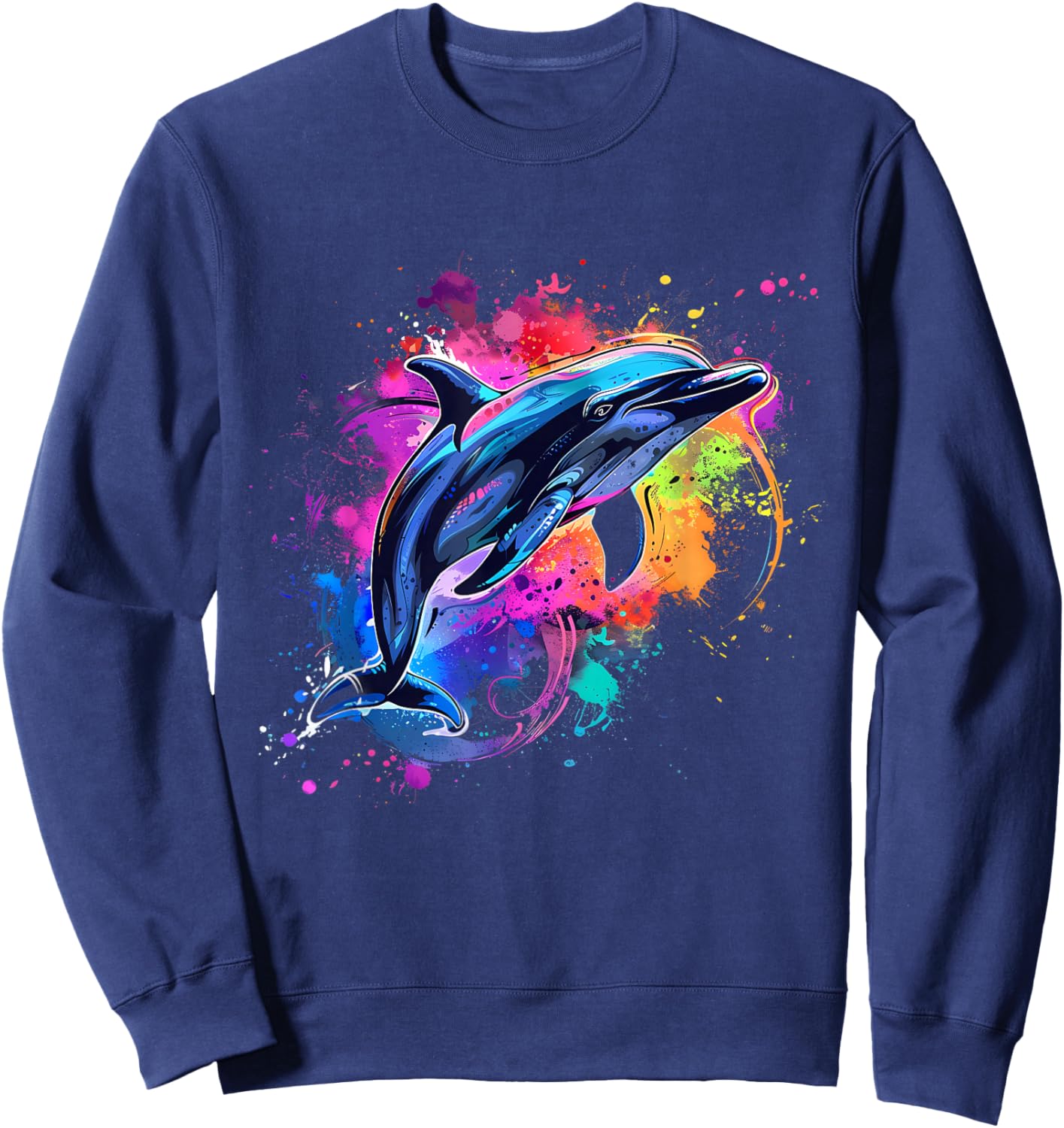 Dolphin Sea Ocean Animal Lover Ocean Sea Dolphin Artwork Sweatshirt - Sweatshirt | Navy