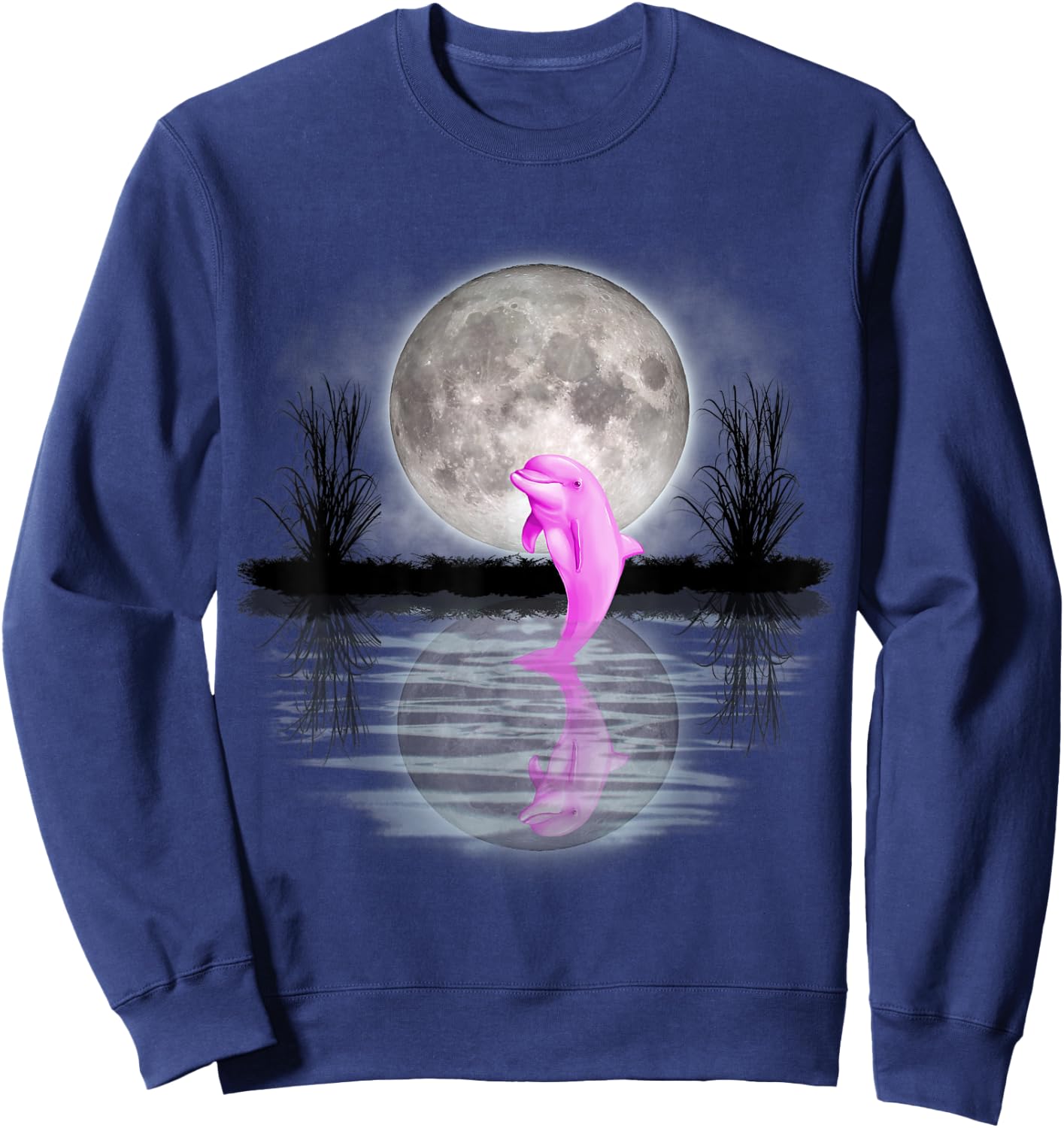 Save the Dolphin Pink Dolphin Gift Girls Women Sweatshirt - Sweatshirt | Navy