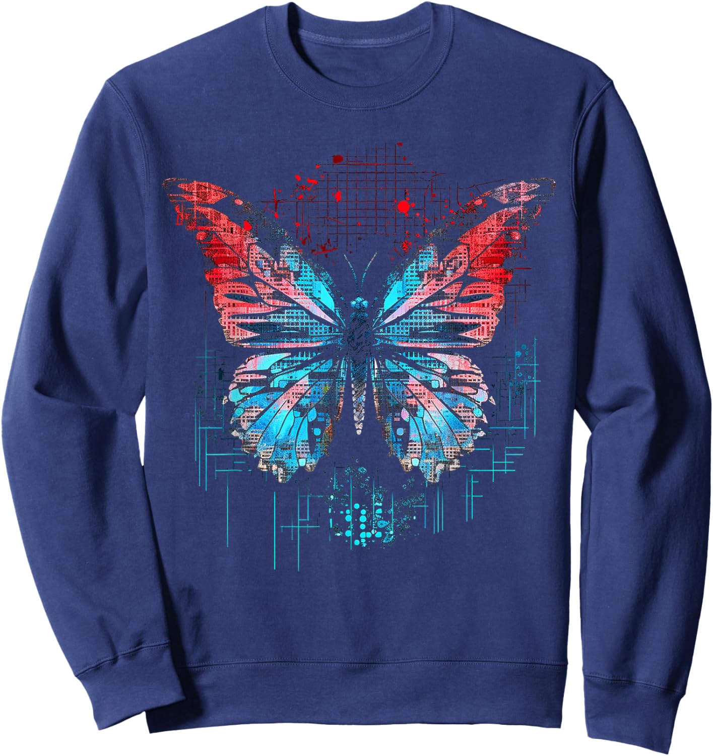 Schmetterling Fantasy Geometrische Tierkunst Schmetterling Sweatshirt - Sweatshirt | Navy