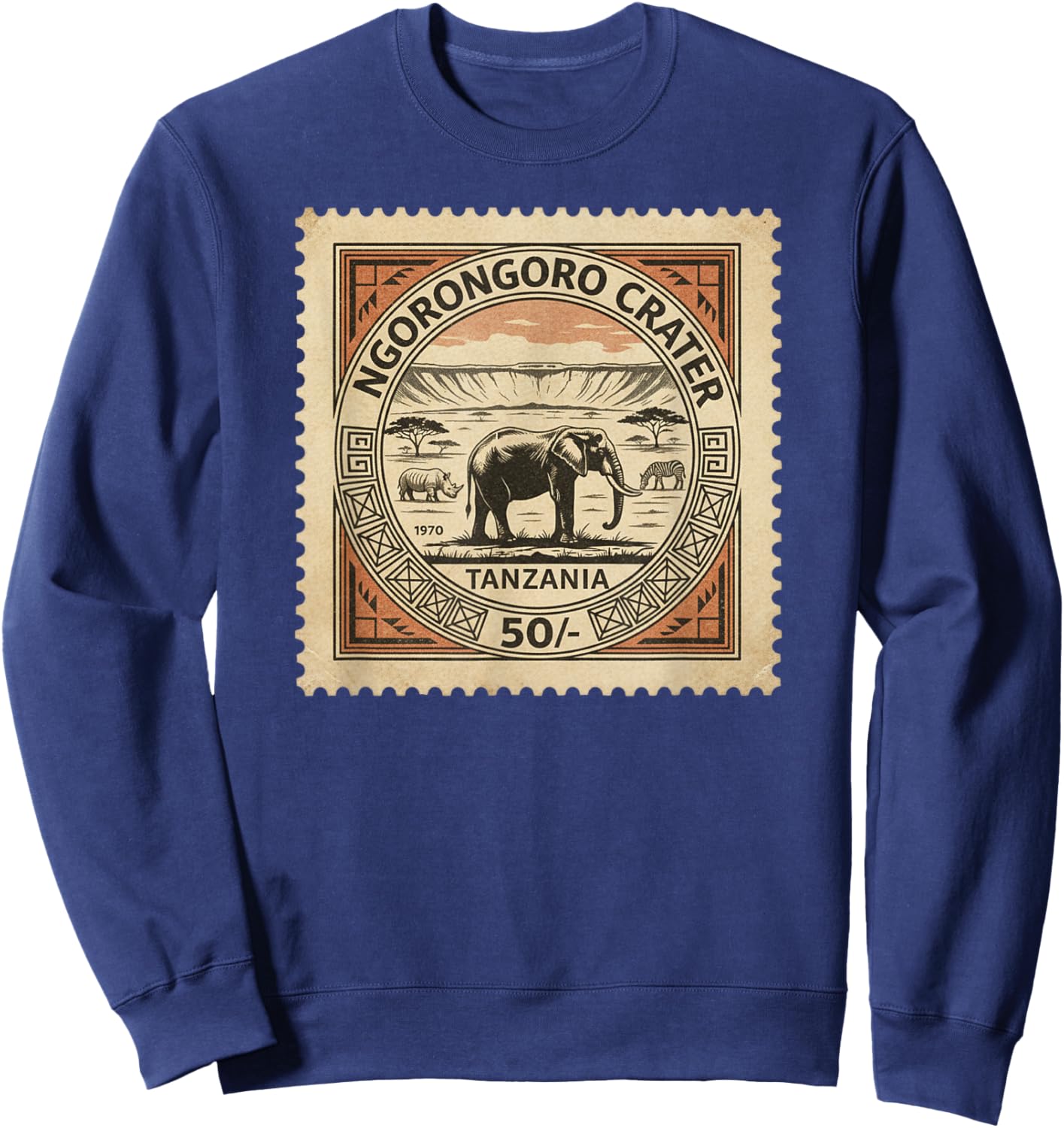 Afrikanische Safari-Stempel Ngorongoro Krater Tansania Porto Sweatshirt - Sweatshirt | Navy