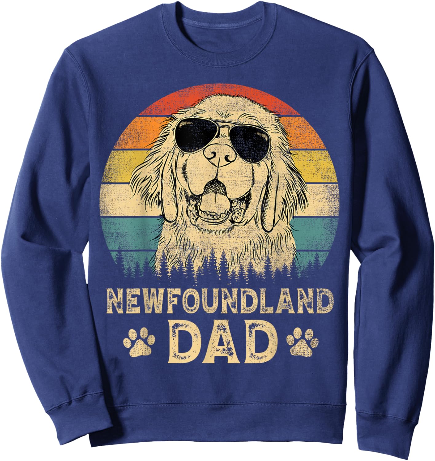 Vintage Newfoundland Dad Dog Lovers Father's Day Men Women Sweatshirt - Sweatshirt | Navy