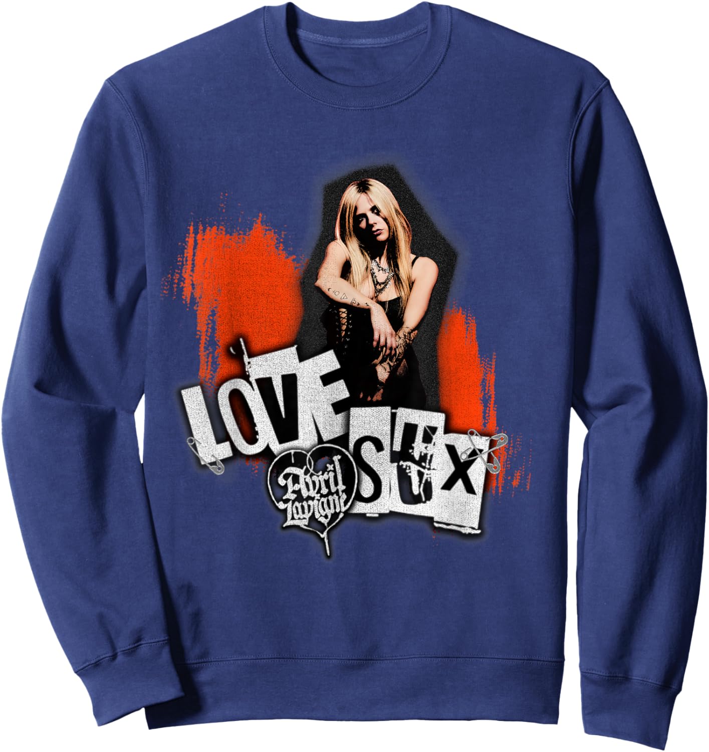 Official Avril Lavigne Love Sux Photo Sweatshirt - Sweatshirt | Navy