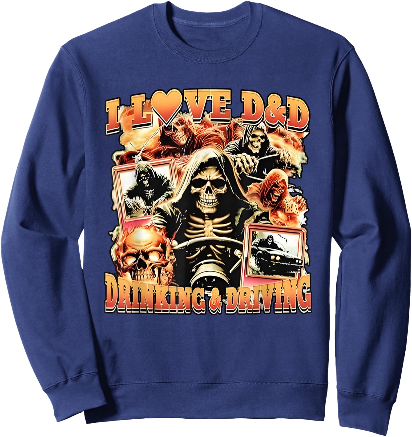 I love D&D Drinking & Driving Death Reaper Sweatshirt - Sweatshirt | Navy