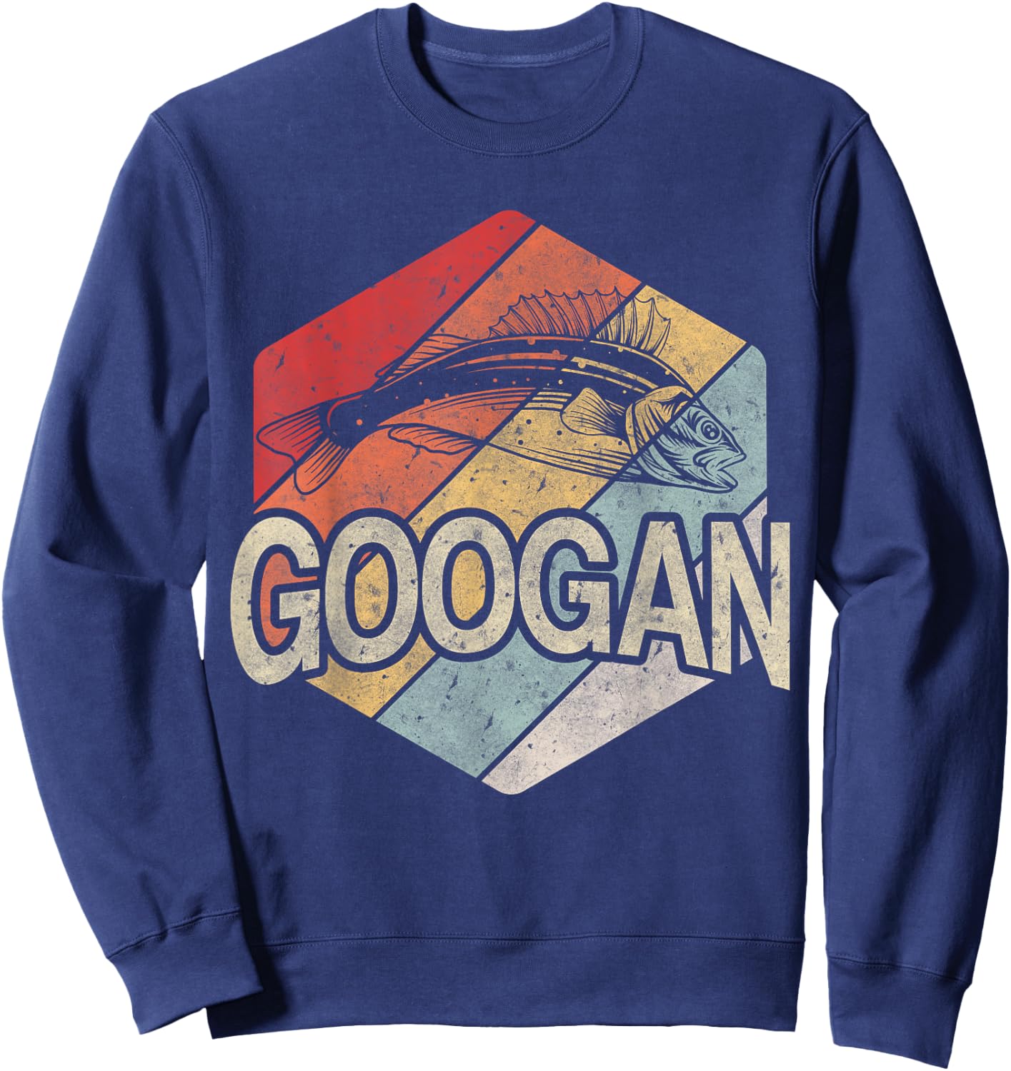 Retro Googan Fish Fishing Vintage Sunset Funny Fisherman Fan Sweatshirt - Sweatshirt | Navy