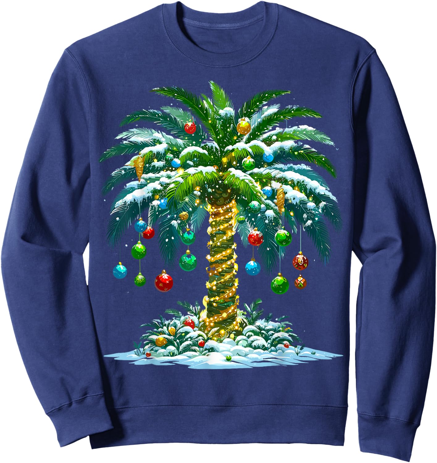 Christmas Palm Tree Hawaiian Tropical Xmas Sweatshirt - Sweatshirt | Navy