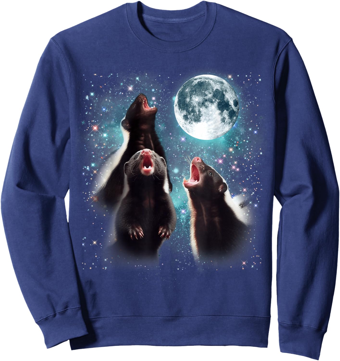 3 Skunk Moon Howling Skunk Head Funny , Women, Kid Sweatshirt - Sweatshirt | Navy