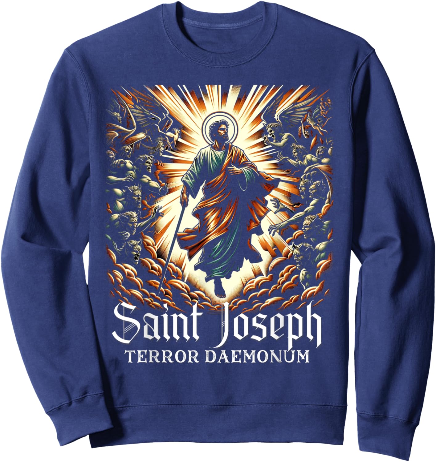 Saint Joseph Catholic Father And Worker Sweatshirt - Sweatshirt | Navy