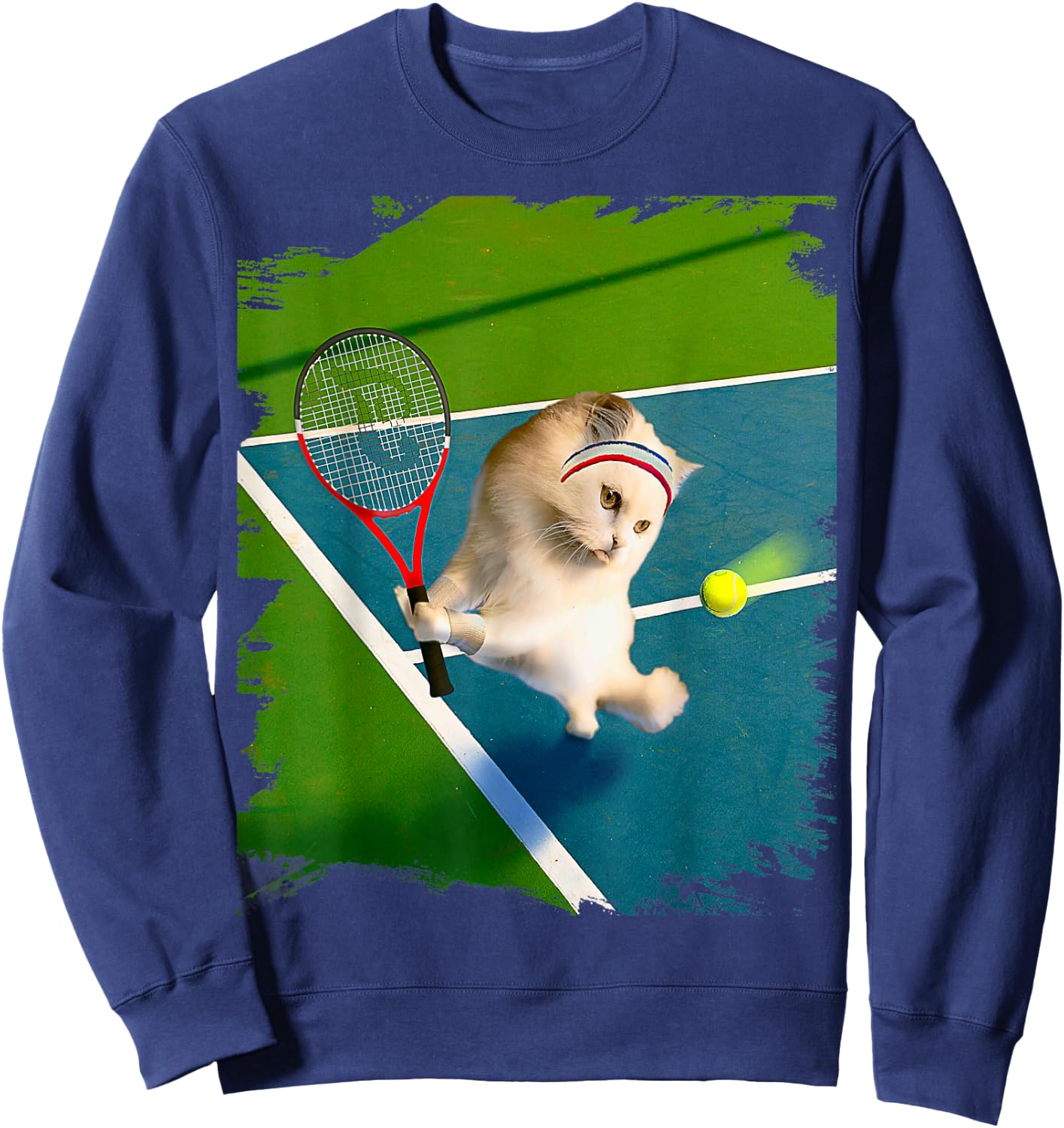 Persian Cat Playing Tennis Sweatshirt - Sweatshirt | Navy