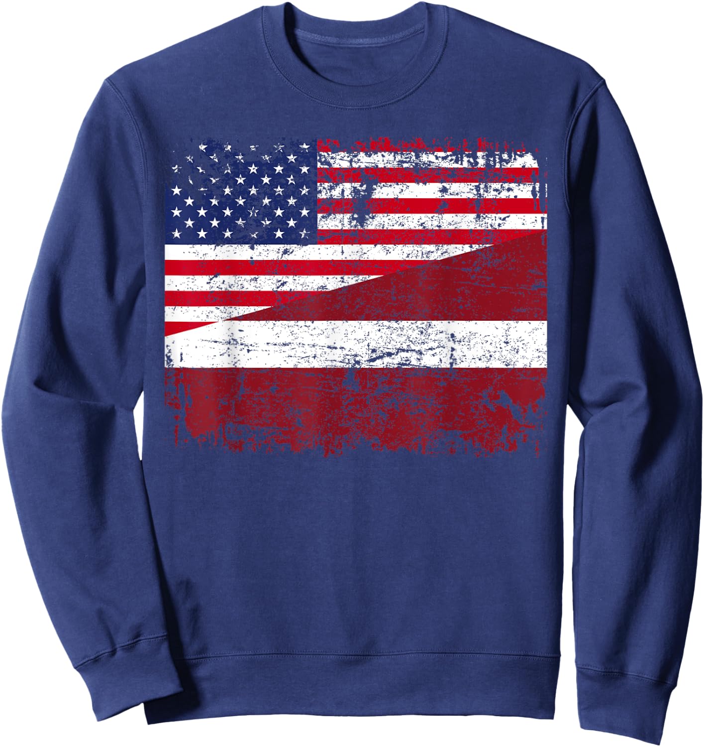 LATVIAN ROOTS | Half American Flag | USA LATVIA FLAG Sweatshirt - Sweatshirt | Navy