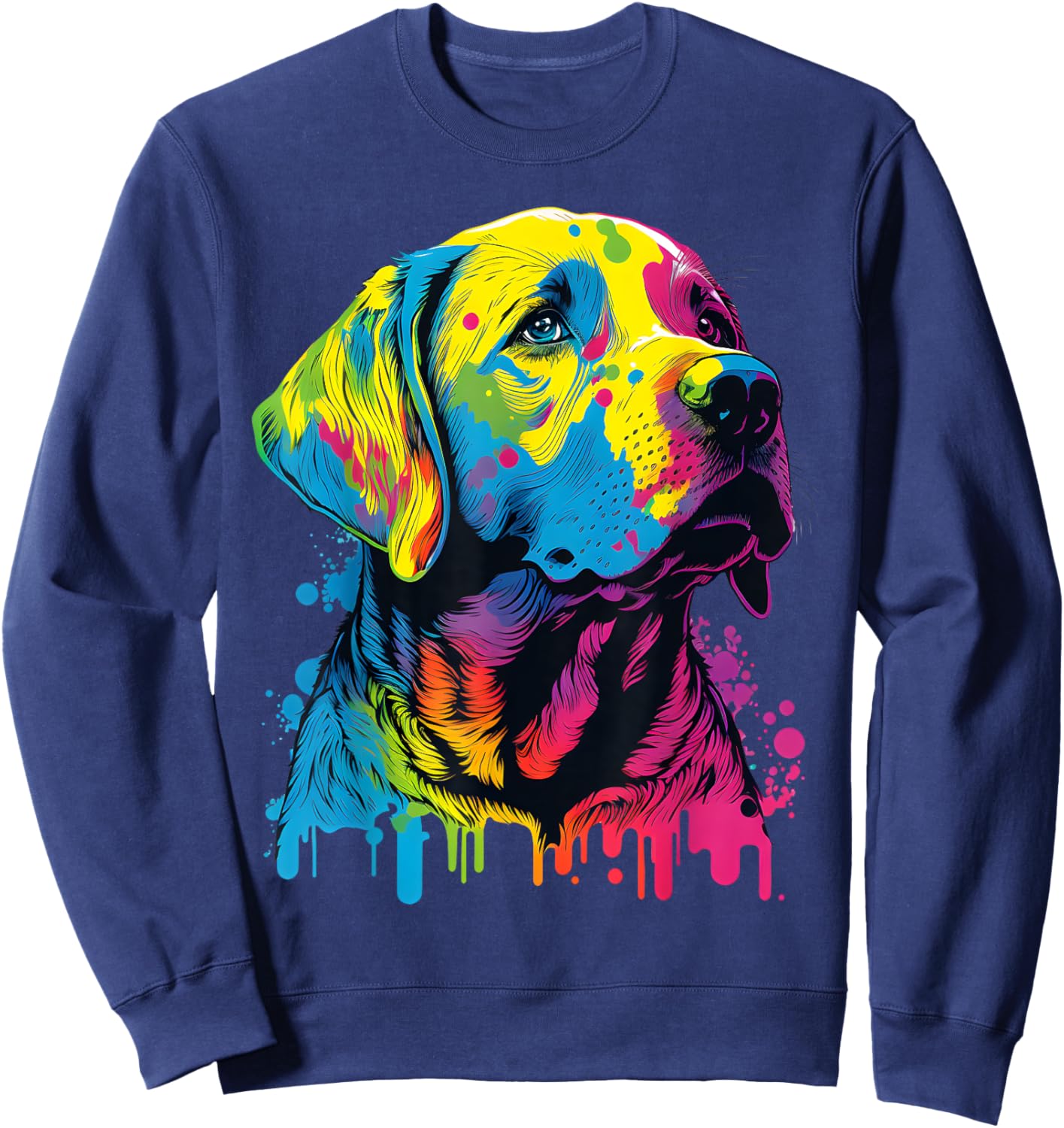 Colorful Pop Art Labrador Retriever For Dog Lover Labs Owner Men Women Girls Kids Sweatshirt - Sweatshirt | Navy