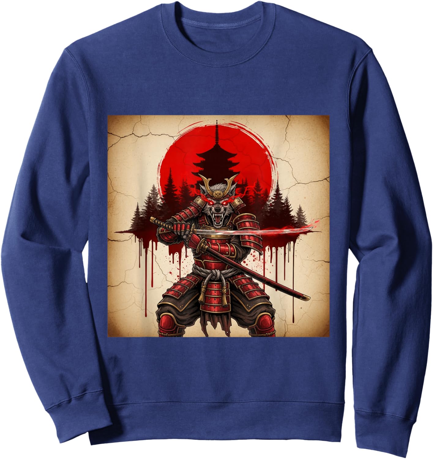 Samurai Werewolf Warrior Dark Japanese Mythology Art Sweatshirt - Sweatshirt | Navy