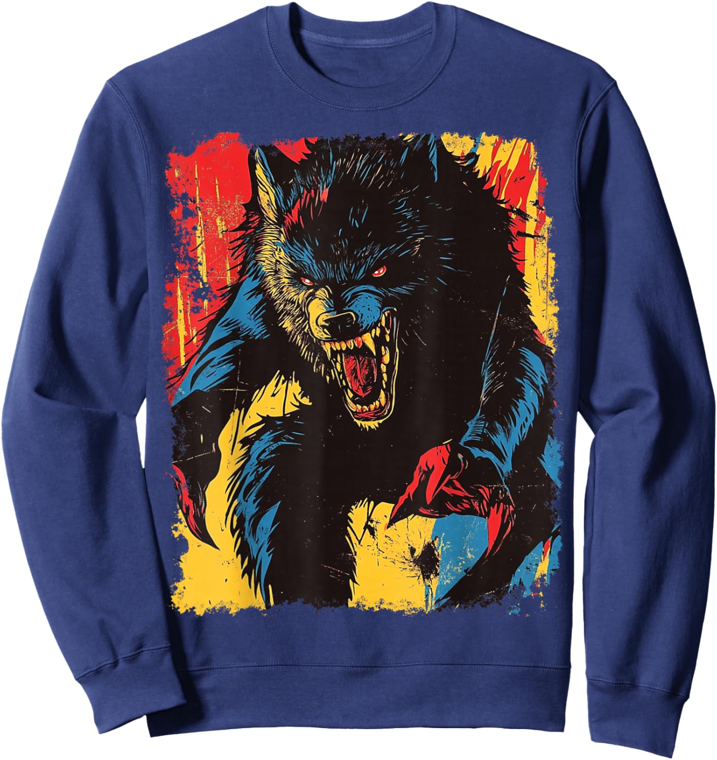 Werewolf Retro Halloween Sweatshirt - Sweatshirt | Navy