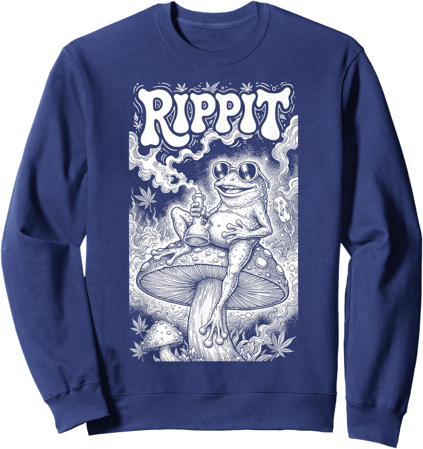 Rippit Stoner Frog Funny Weed Marijuana Pot Smoker 420 Sweatshirt - Sweatshirt | Navy