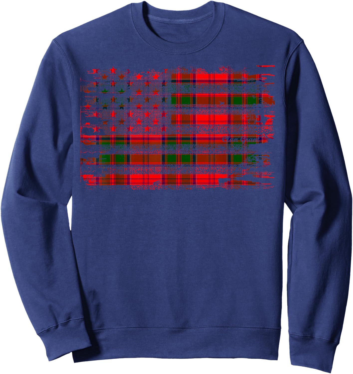 Clan Grant American Flag Scottish Tartan Shirt Sweatshirt - Sweatshirt | Navy
