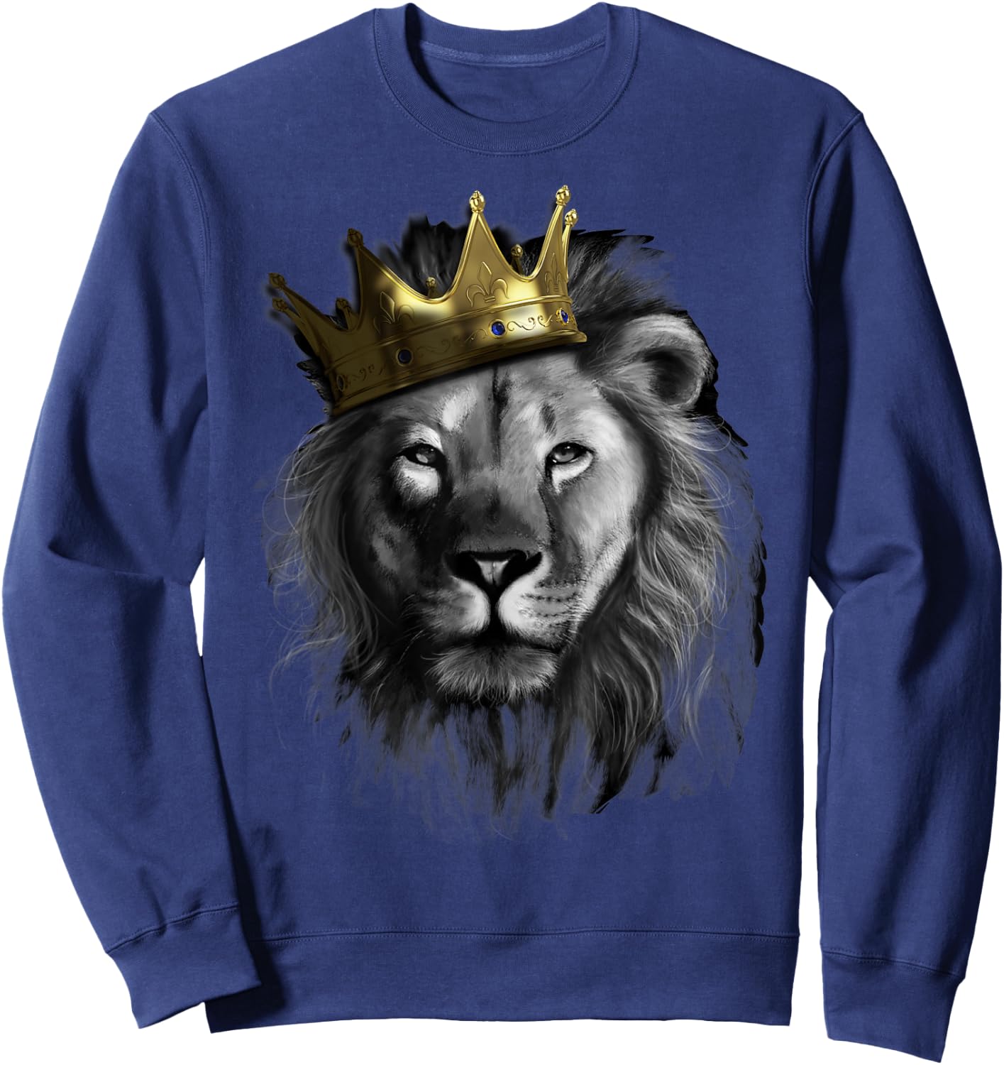 King Lion With Crown Street Art Sweatshirt - Sweatshirt | Navy