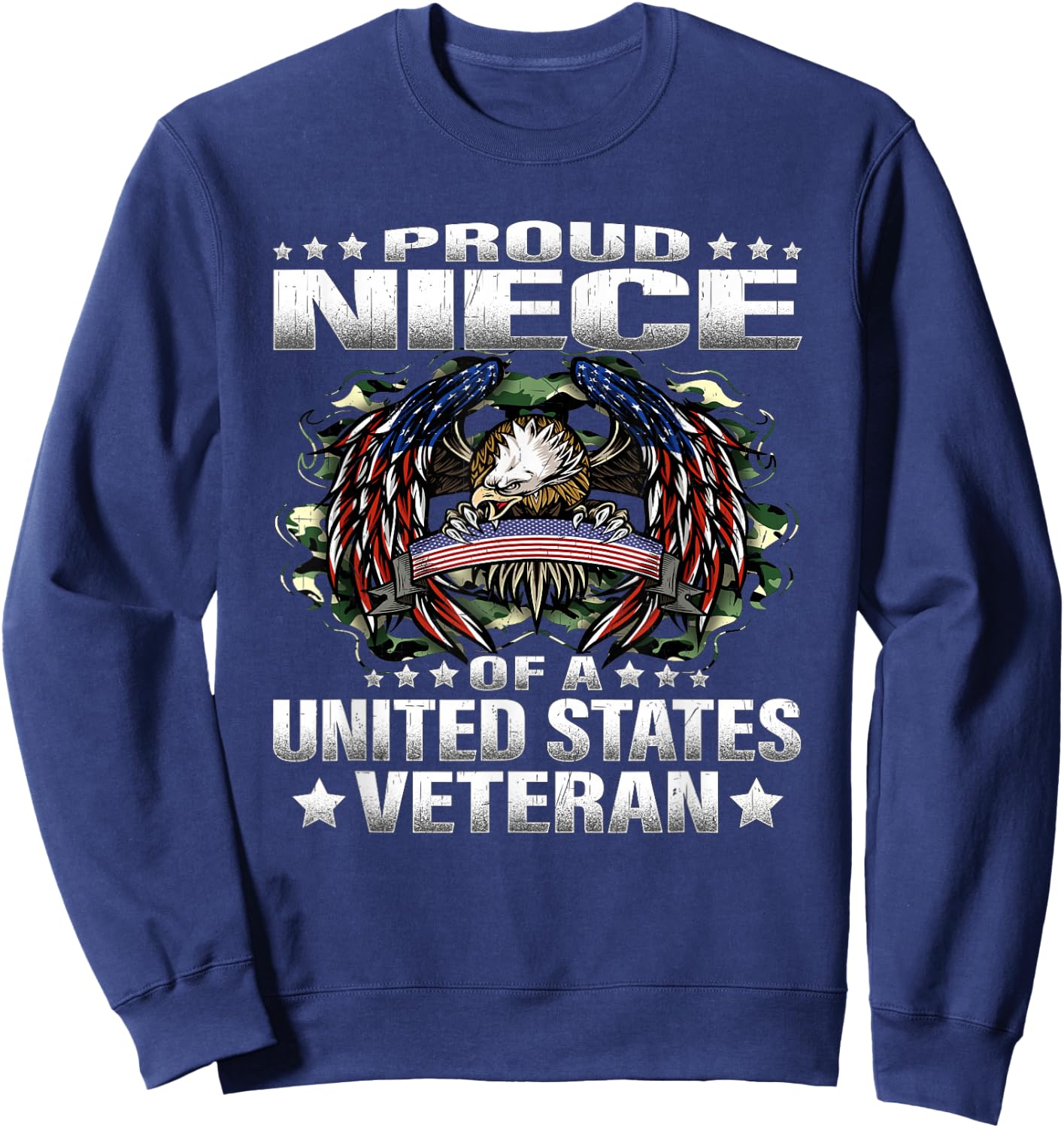 Proud Niece Of A United States Veteran Military Vet's Family Sweatshirt - Sweatshirt | Navy