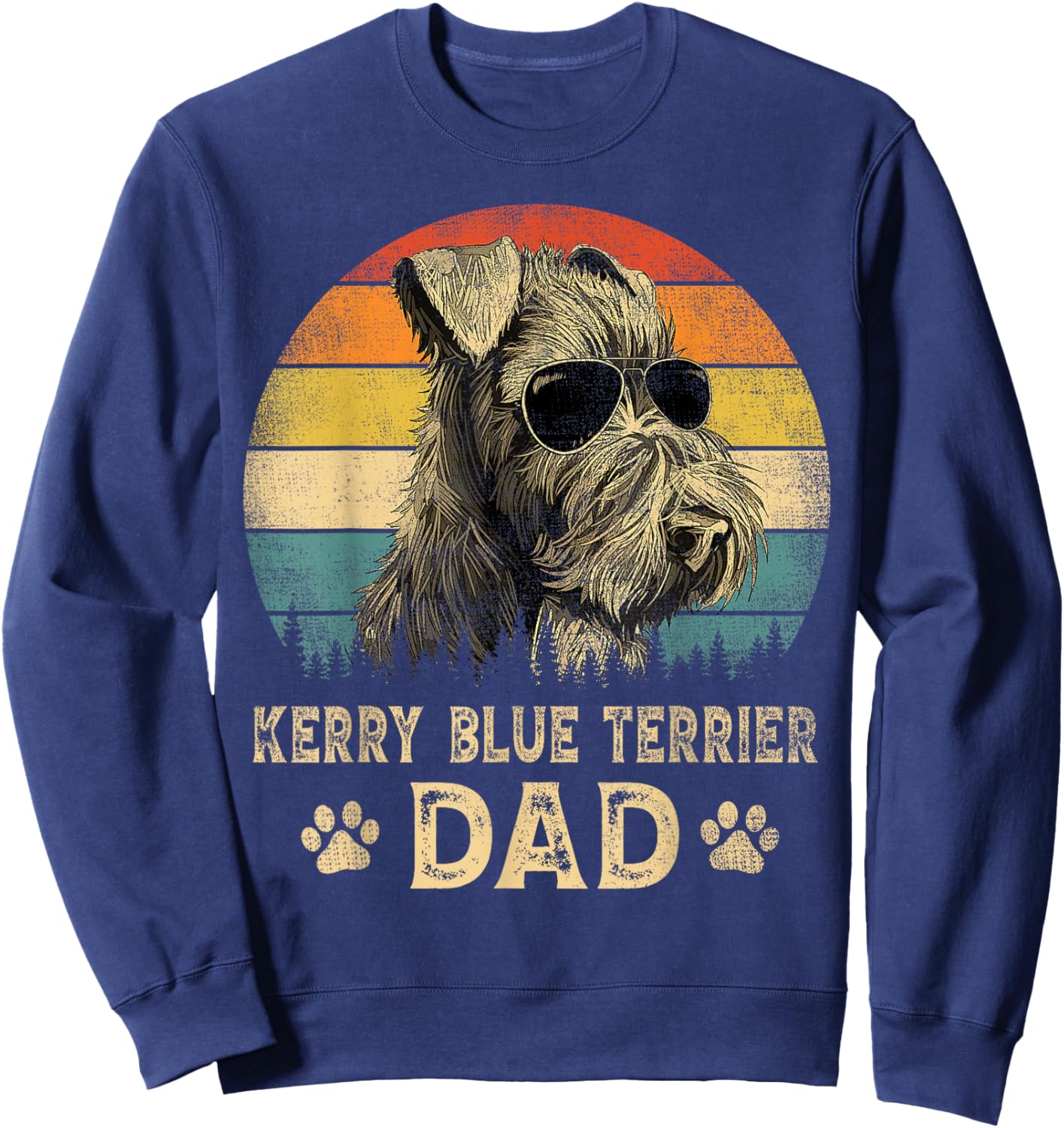Vintage Kerry Blue Terrier Dad Dog Lovers Father's Day Men Women Sweatshirt - Sweatshirt | Navy