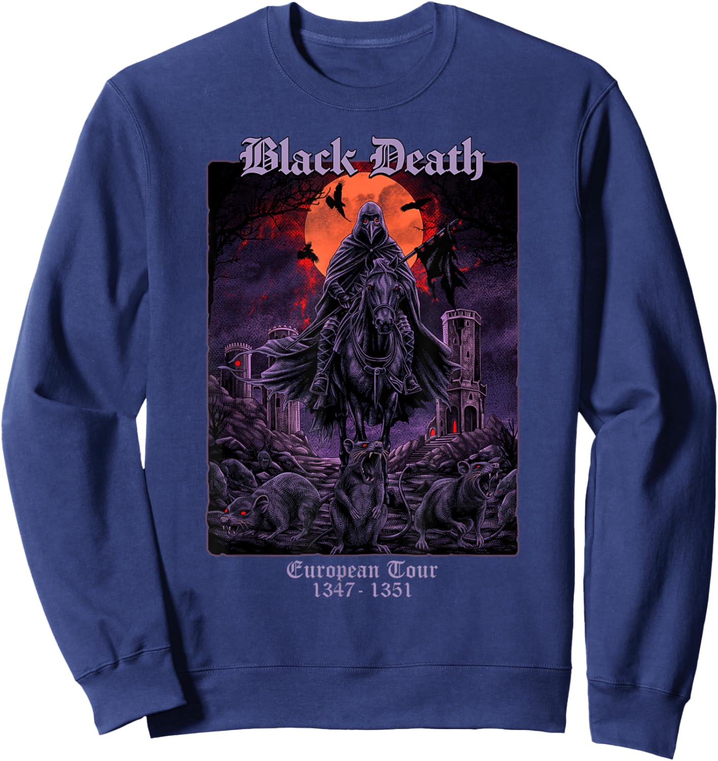 Black Death European Tour Medieval History Sweatshirt - Sweatshirt | Navy