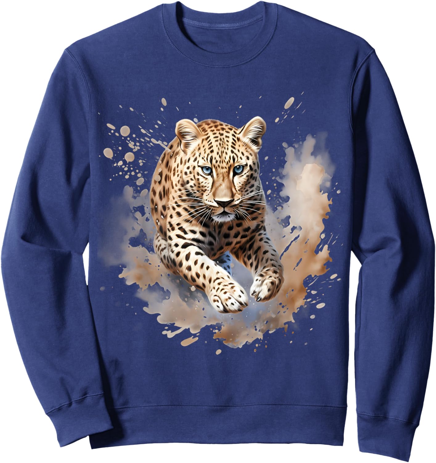 Leopard Safari Tier Kunst Natur Tierwelt Kunstwerk Splash Sweatshirt - Sweatshirt | Navy