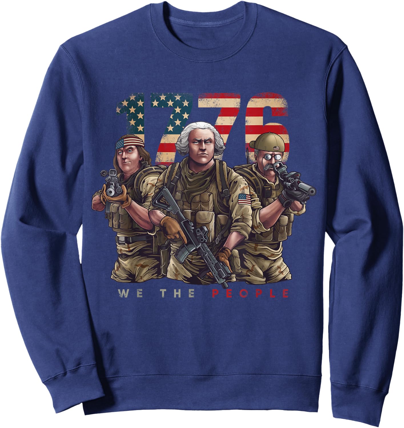 George Washington Ben Franklin Special Operators July 4th Sweatshirt - Sweatshirt | Navy