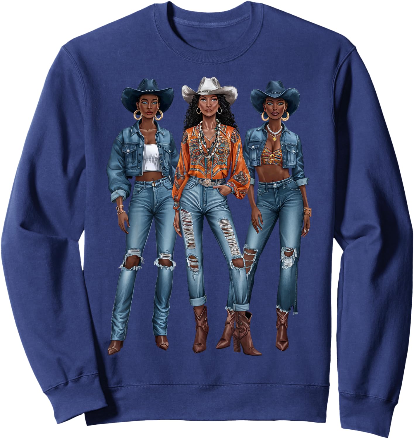 Black Cowgirl Vibes Melanin Black History Texas Sweatshirt - Sweatshirt | Navy