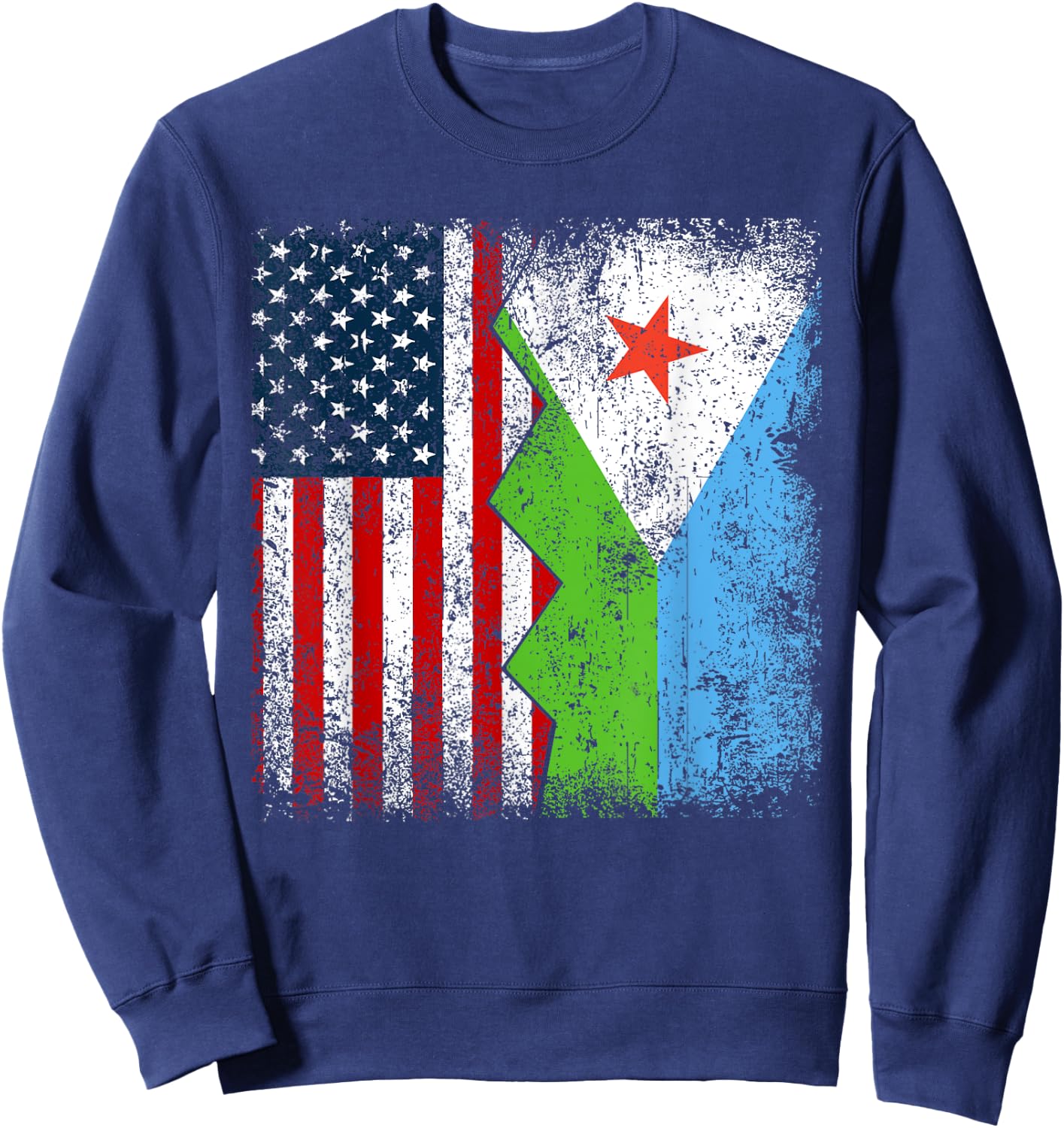 Djiboutian Roots | Half American Flags | America Djibouti Sweatshirt - Sweatshirt | Navy