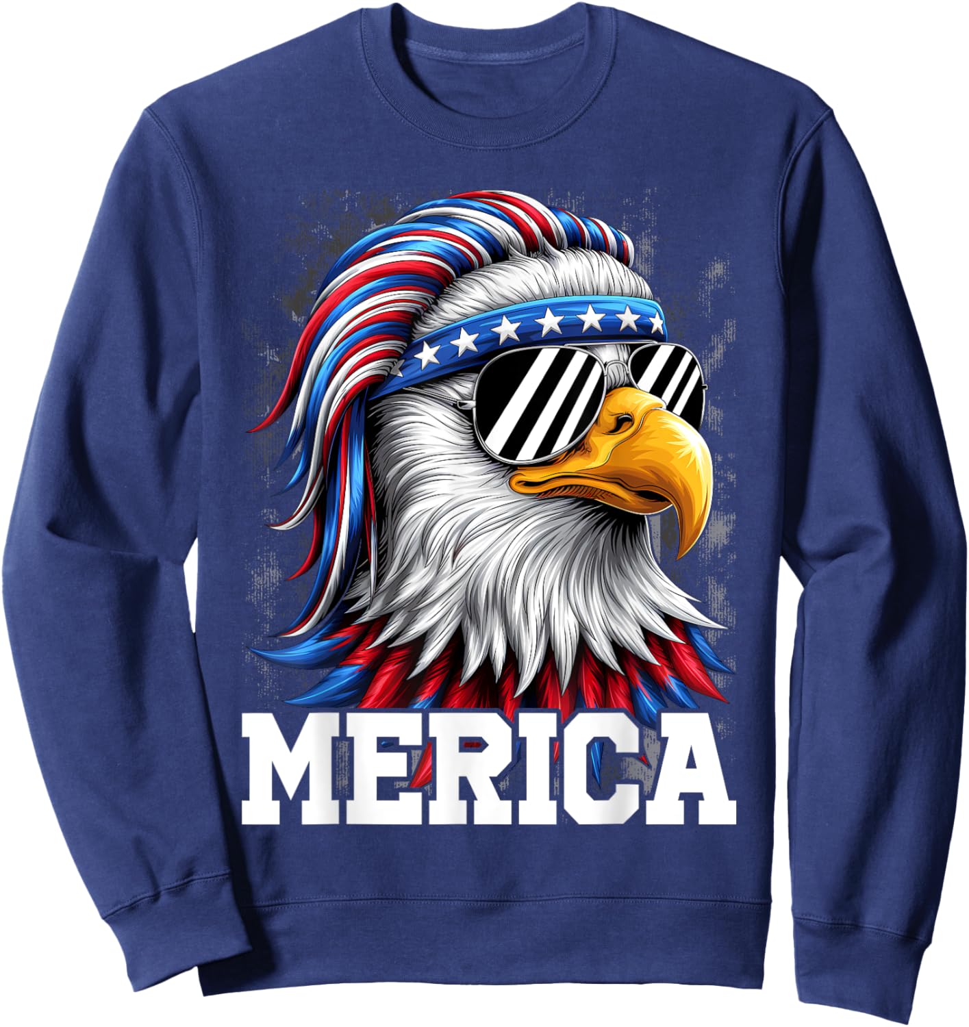 Merica Toddler Eagle Funny Patriotic Eagle USA Flag Kids Sweatshirt - Sweatshirt | Navy