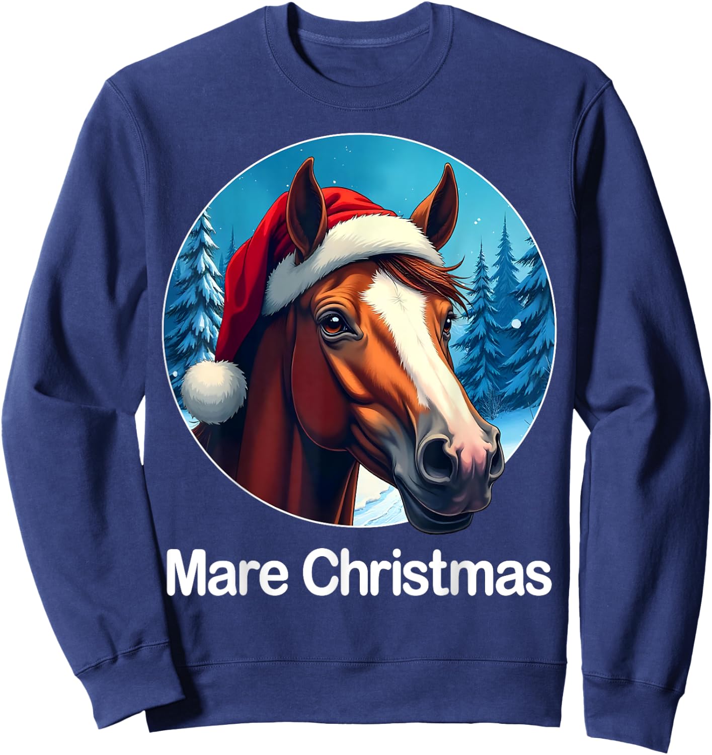 Funny Christmas Mare Horseback Riding Horse Lover Equestrian Sweatshirt - Sweatshirt | Navy