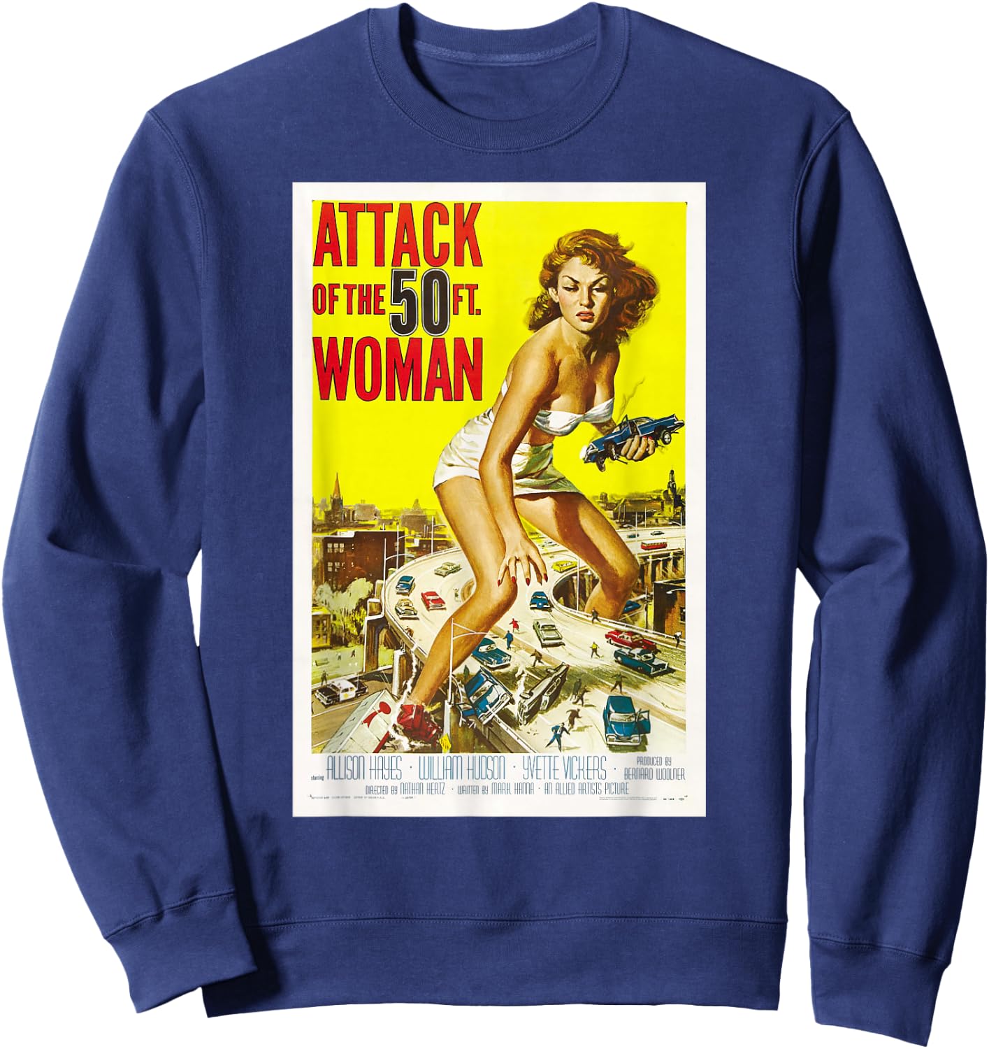 Attack of The 50ft Woman - Vintage Movie Poster Sweatshirt - Sweatshirt | Navy