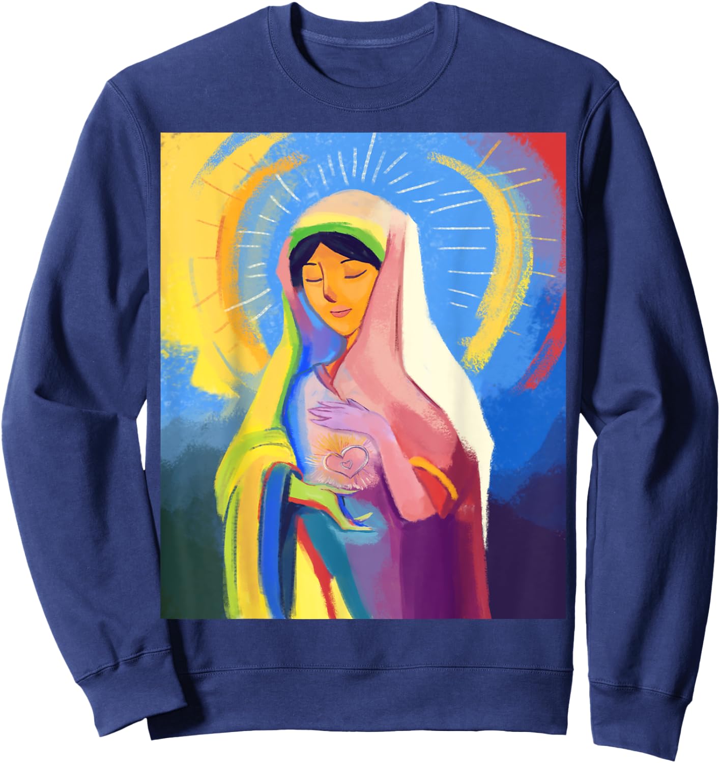 Our Blessed Mother Mary Mother Of Jesus Pro Life Catholic Sweatshirt - Sweatshirt | Navy