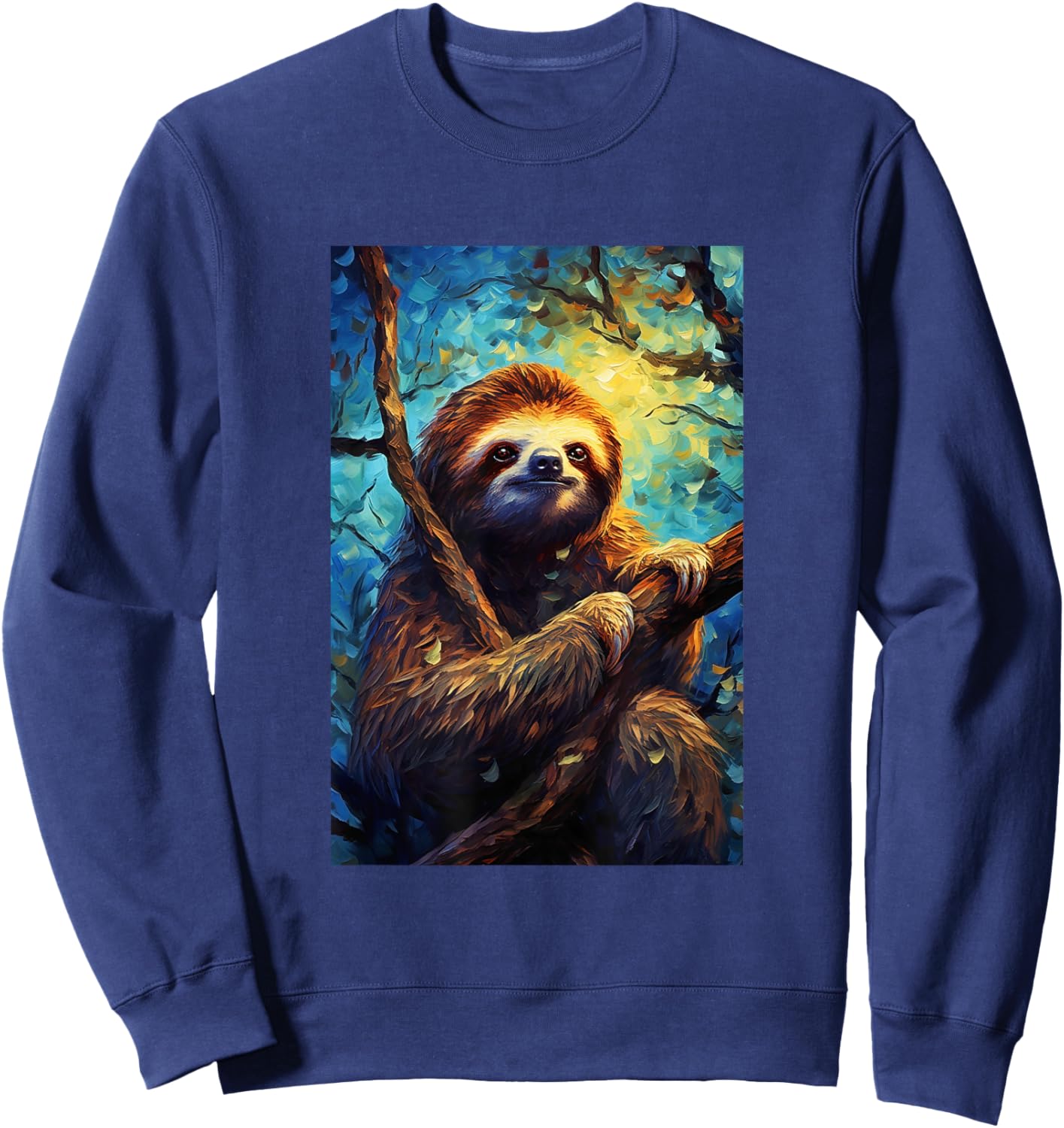 Sloth - Van Gogh Style - Starry Night Sweatshirt - Sweatshirt | Navy